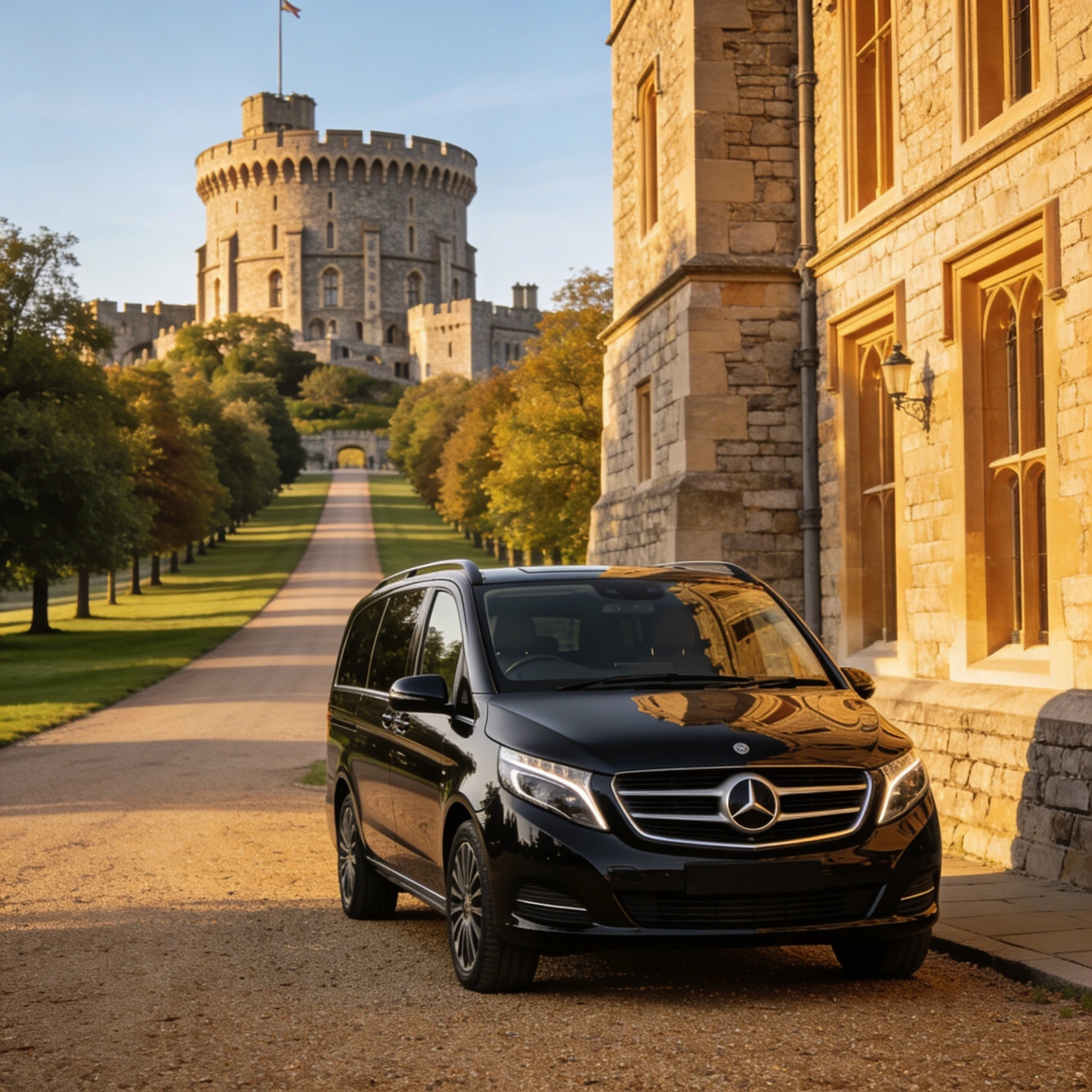 Windsor Castle round tower and royal grounds — private chauffeur tour from London